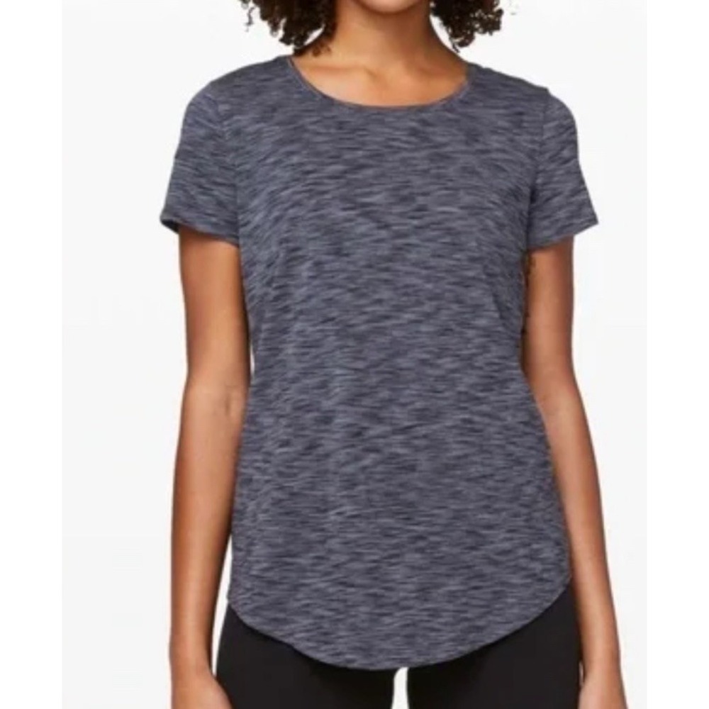 Lululrmon Athetica T-shirt Water Color‎ Cotton Gray Short Sleeve Size 4 Womens